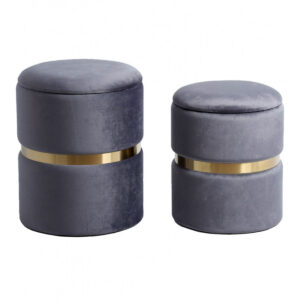 Pouf contenitore in velluto con coperchio