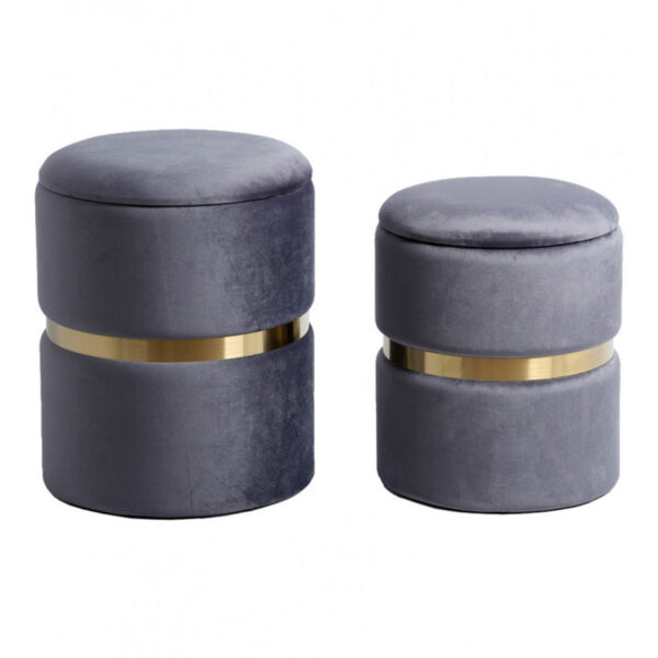 Pouf contenitore in velluto con coperchio