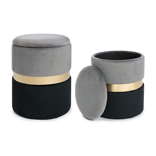 Pouf contenitore in velluto con coperchio - immagine 4