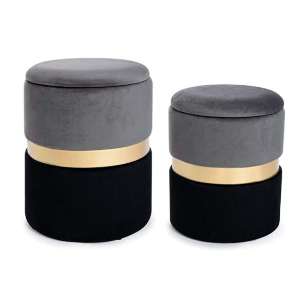 Pouf contenitore in velluto con coperchio - immagine 3