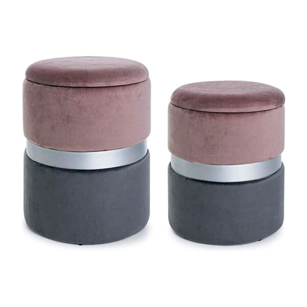 Pouf contenitore in velluto con coperchio - immagine 2